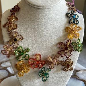 Stunning Tricia Milanese Hand-Beaded Gallery Flower Statement Necklace